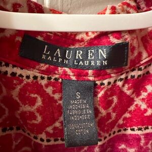 Ralph Lauren Blouse Semi Sheer 3/4 Sleeves